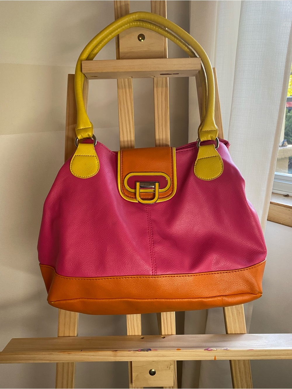 APT. 9 Pink Orange Yellow Colorblock Shoulder Bag Y2K Retro